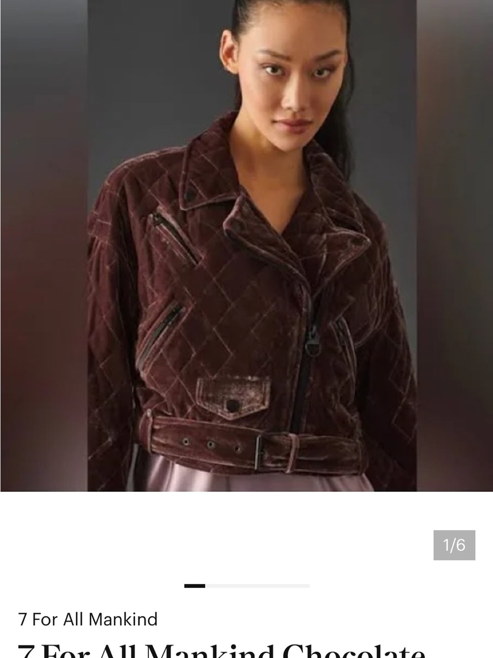 7 For All Mankind plum Quilted Velvet Biker Jacket